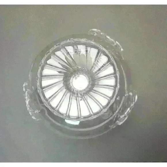 Anthropologie Dolce Candy Jar Footed Clear Hand Blown Art Glass Leaves (No Lid) - Picture 5 of 5